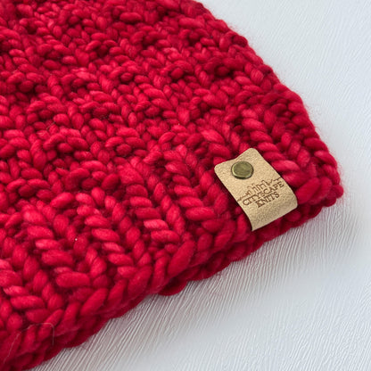 Heavy Merino Wool Beanie-Red (Wholesale)