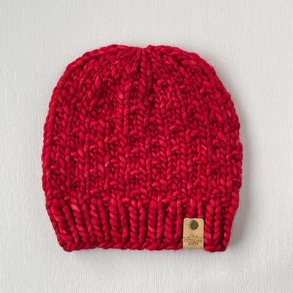 Heavy Merino Wool Beanie-Red (Wholesale)