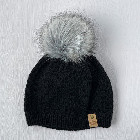 Light Merino Wool Beanie-Black (Wholesale)