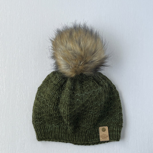 Light Merino Wool Beanie-Olive (Wholesale)