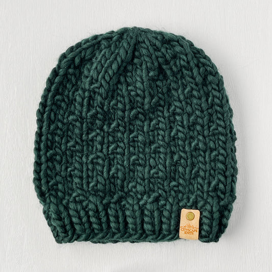 Heavyweight Peruvian Wool Beanie-Forest Green